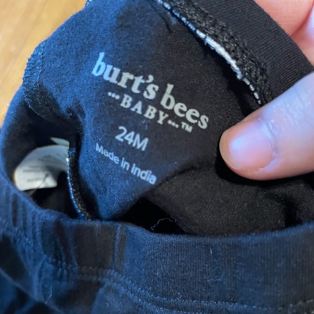 NWOT burts bees baby organic cotton 24M black leggings - Picture 2 of 3